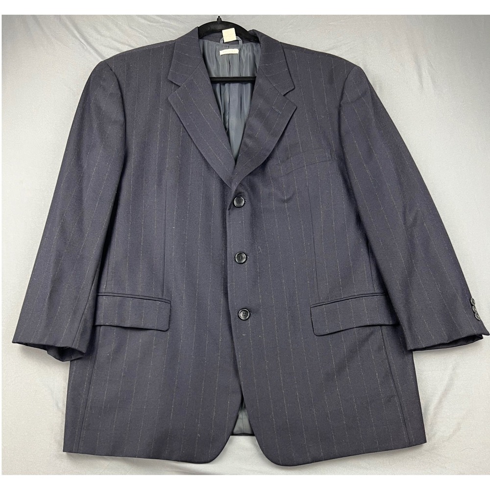 Vestimenta Blazer Mens 56 Navy Blue Pinstripe Wool Cashmere Made in Italy Jacket